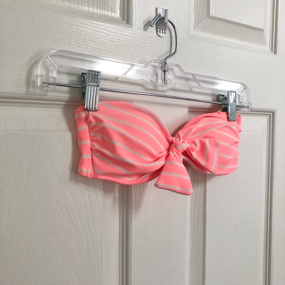 Aerie XS Coral/White Striped Strapless Bikini Top - Picture 3 of 5